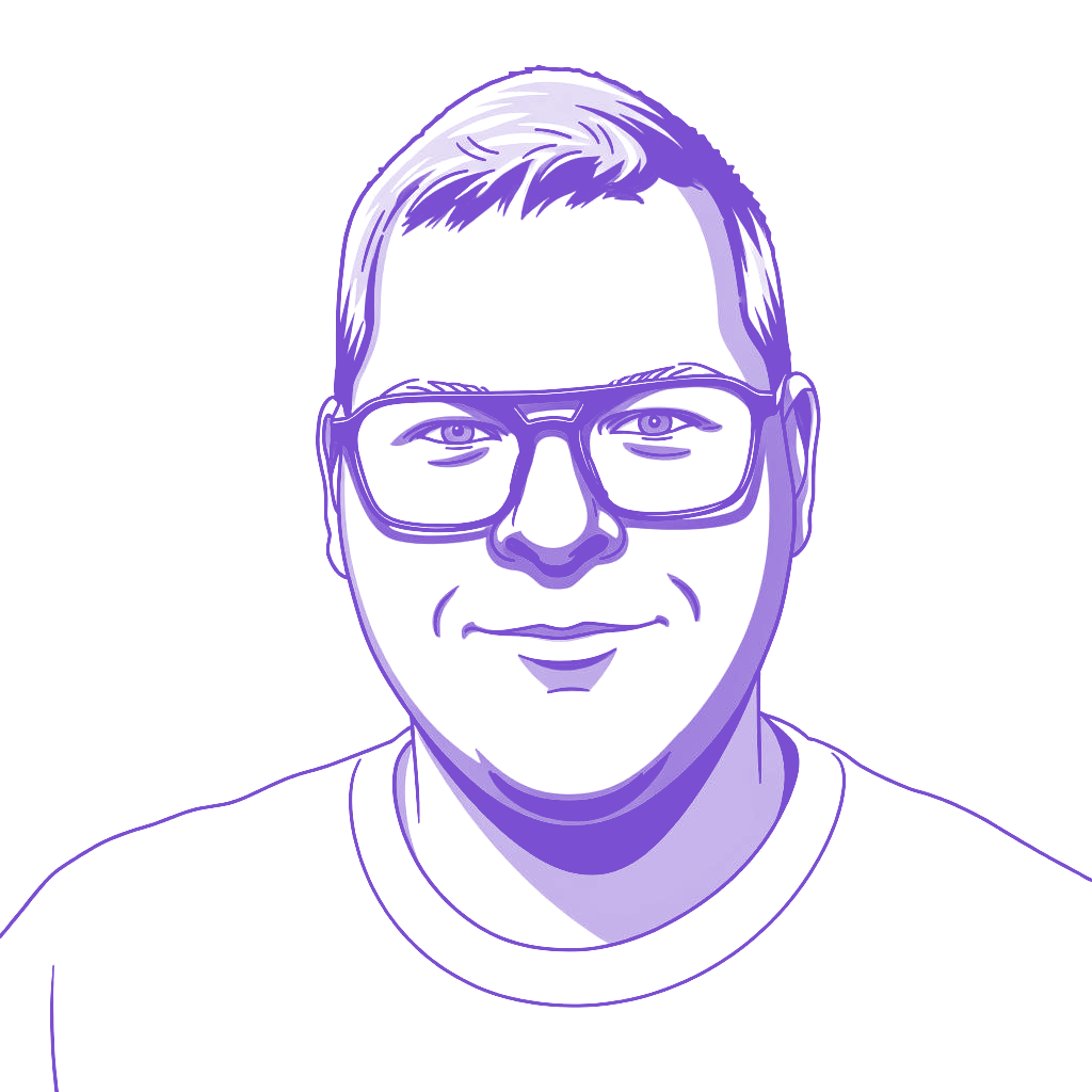 line-art portrait of Ronald Lokers